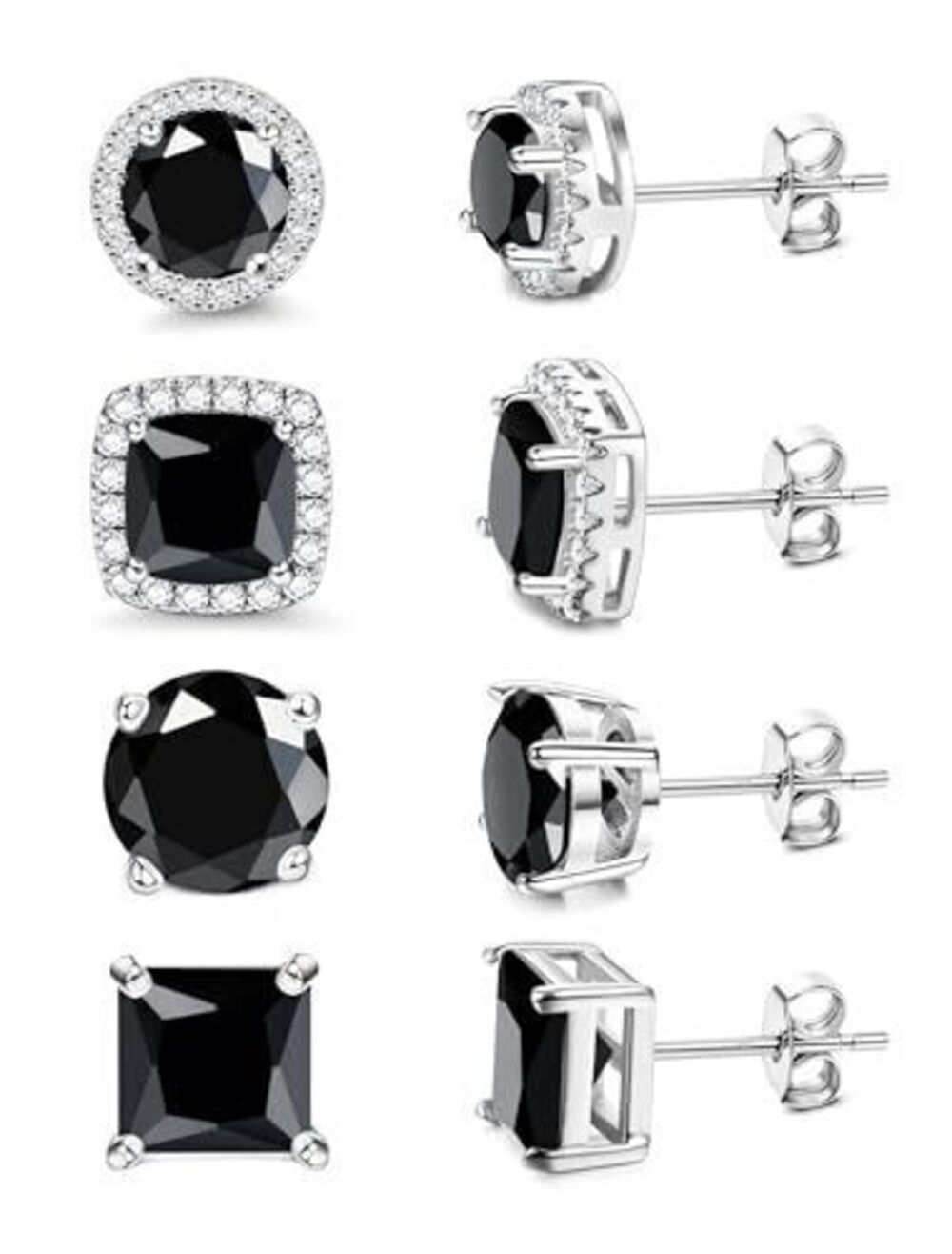 9124 Cubic Zirconia Stud Earrings 18K White Gold Plated Hypoallergenic